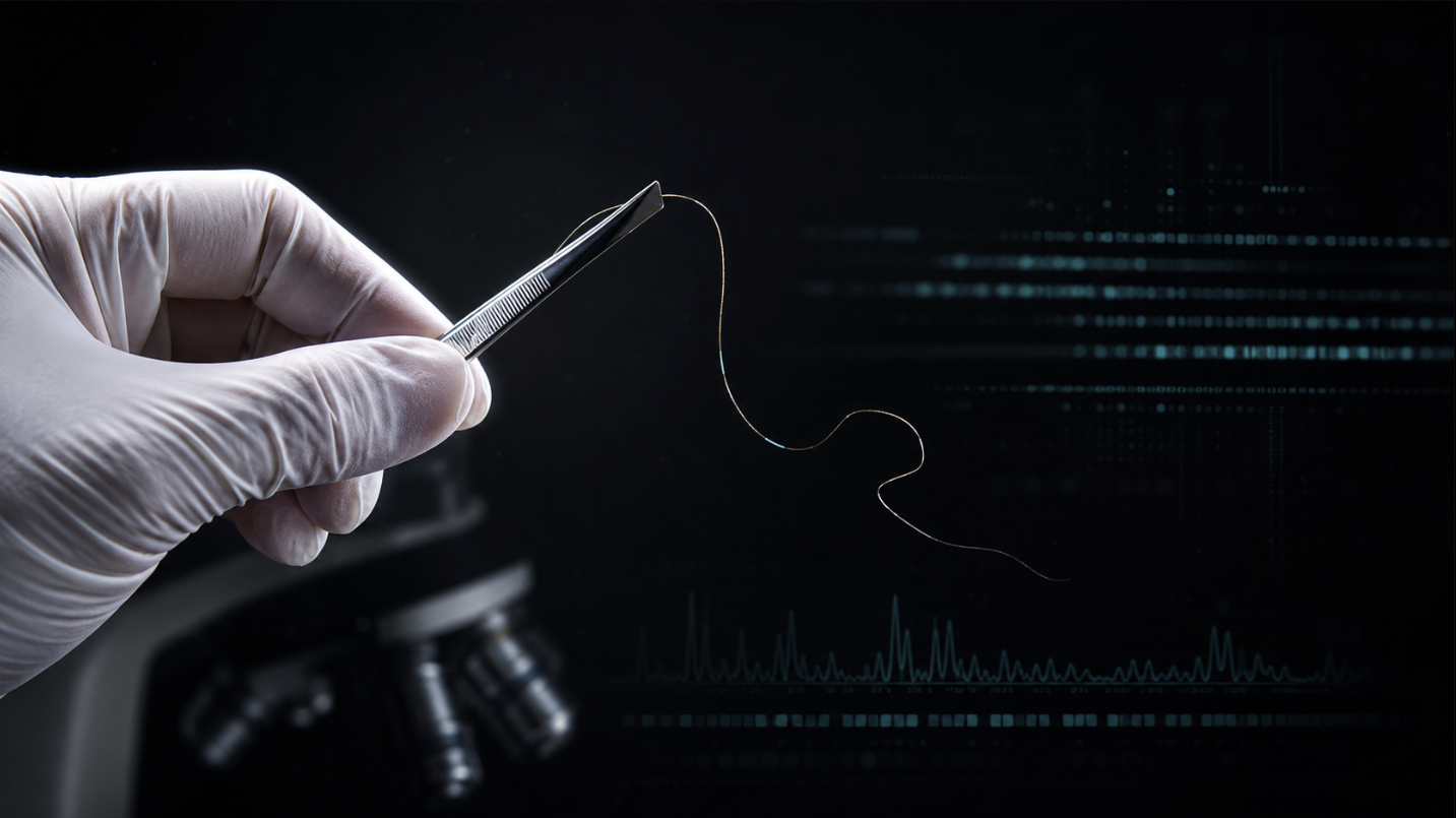 Analyse génétique d'un cheveu sans bulbe pour la police scientifique